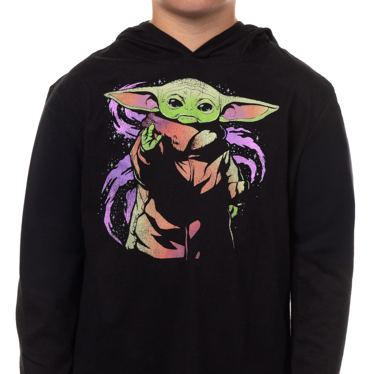 Disney Star Wars Boy's The Mandalorian Shirt Grogu Long Sleeve Hooded Tee