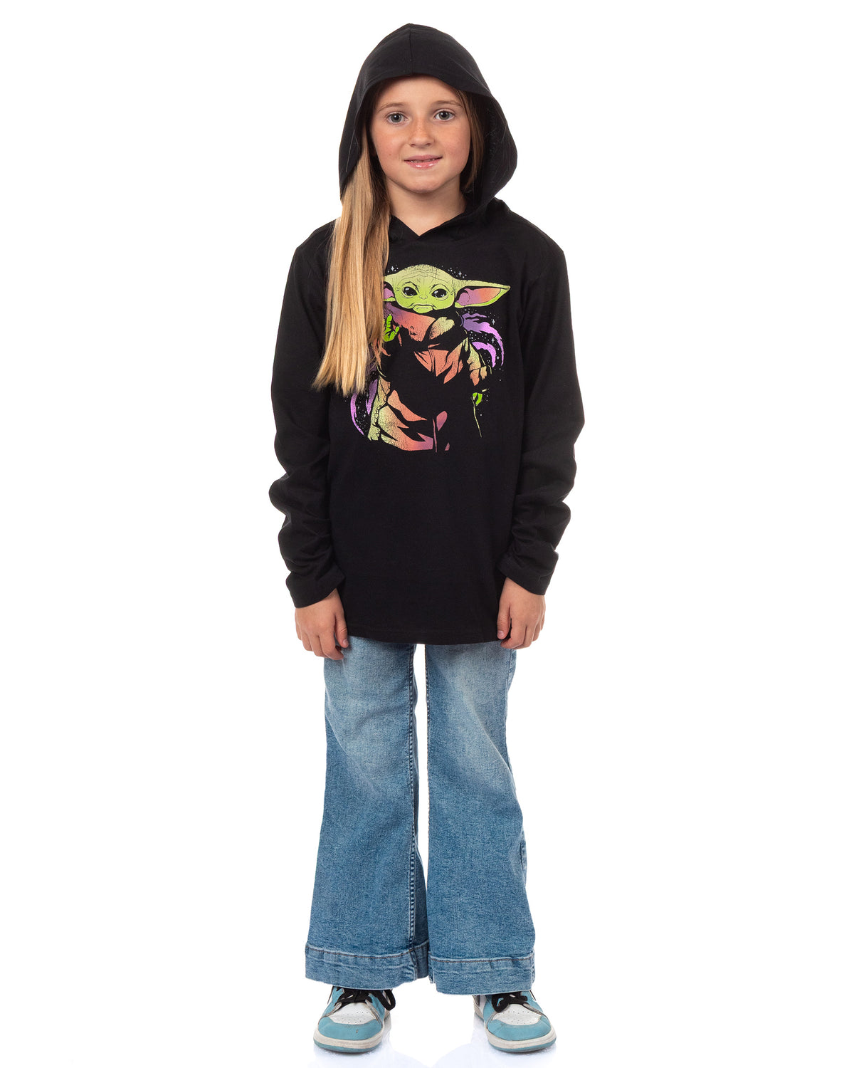 Disney Star Wars Boy's The Mandalorian Shirt Grogu Long Sleeve Hooded Tee