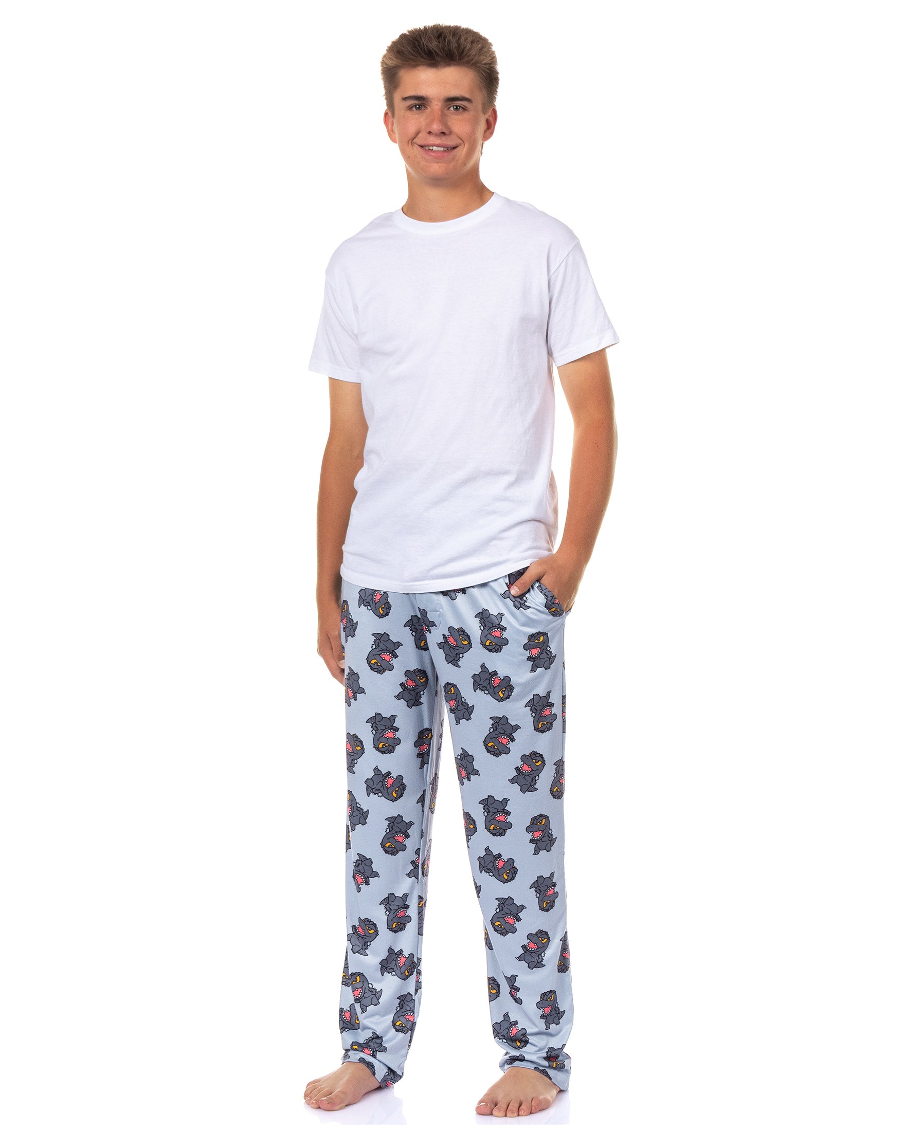 Godzilla Pajamas Men's Chibi Character AOP Lounge Sleep Pajama Pants