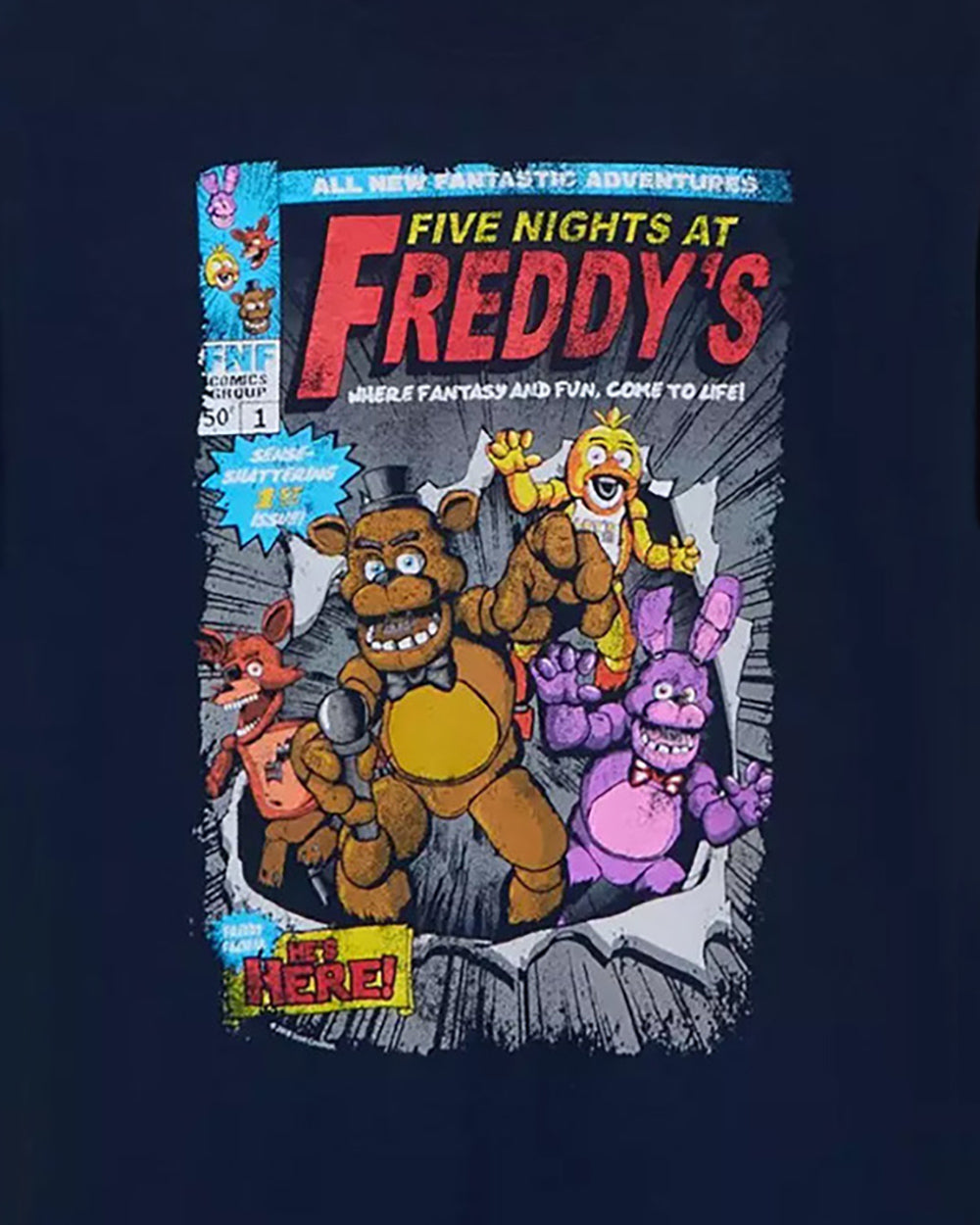Five Nights at Freddy's T-Shirt Boys' Comic Book Style Short Sleeve Tee