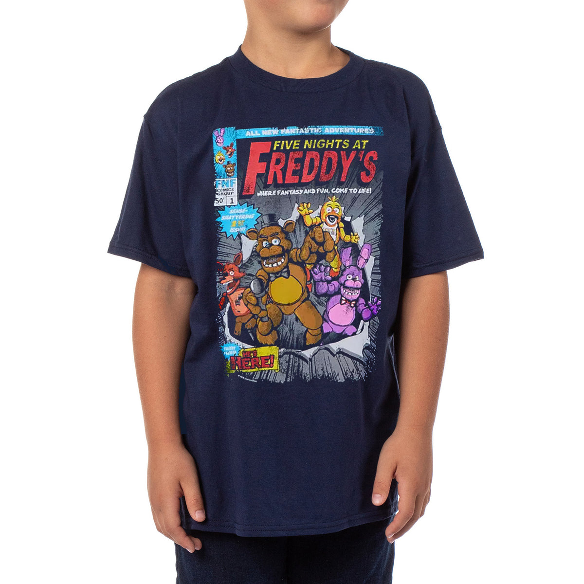 Five Nights at Freddy's T-Shirt Boys' Comic Book Style Short Sleeve Tee