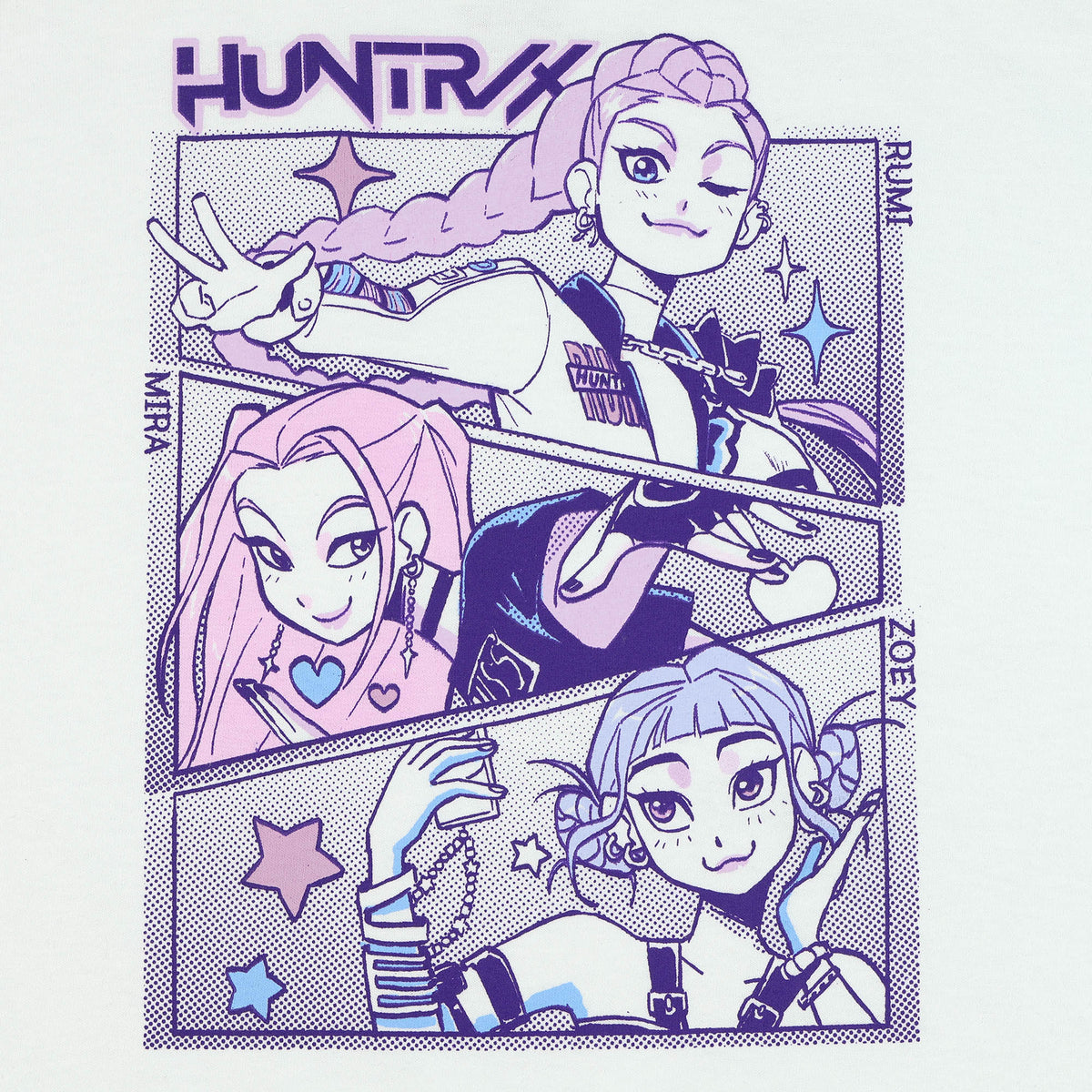 K-Pop Demon Hunters Shirt Girl's Huntrix Rumi Mira Zoey Short Sleeve Tee
