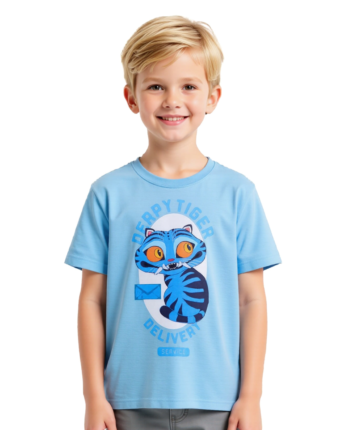 K-Pop Demon Hunters T-Shirt Girls' Derpy Tiger Delivery Short Sleeve Tee