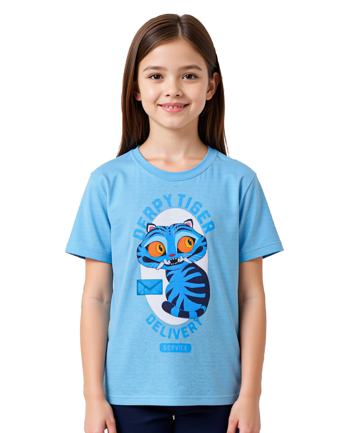 K-Pop Demon Hunters T-Shirt Girls' Derpy Tiger Delivery Short Sleeve Tee