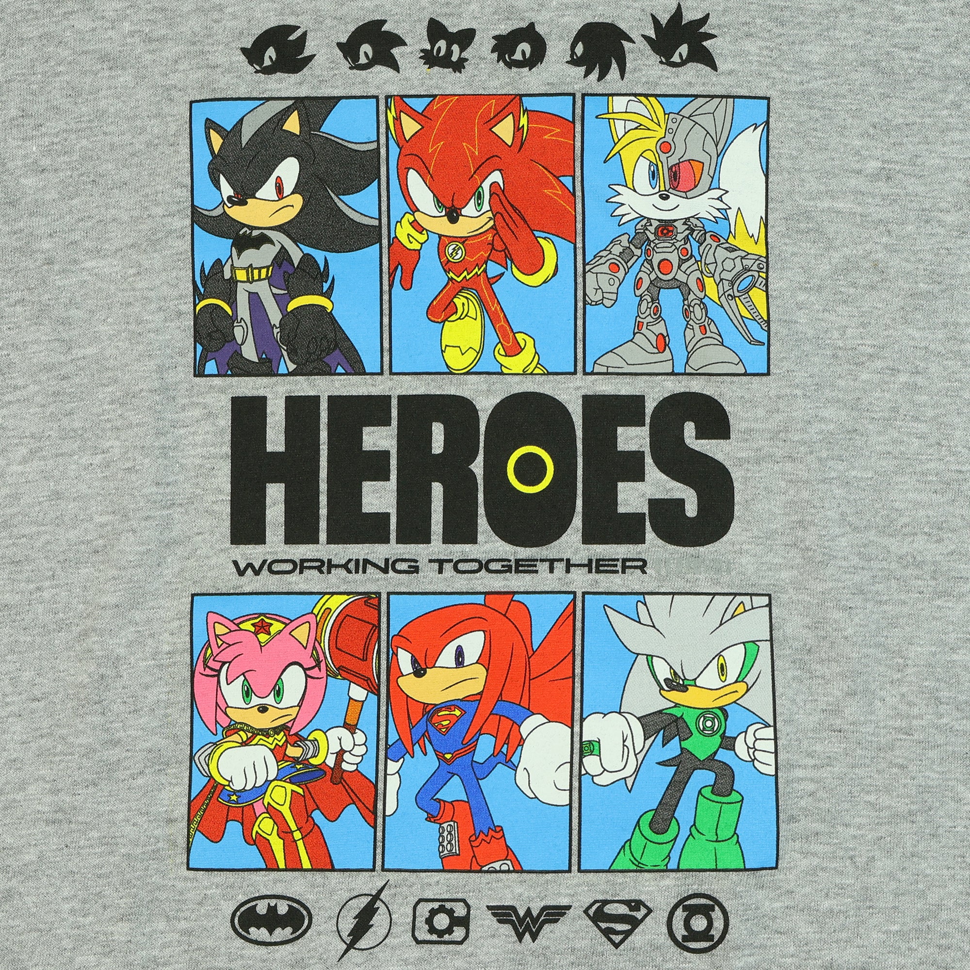 DC Comics Sonic The Hedgehog Shirt Boy's Heroes Short Sleeve Tee