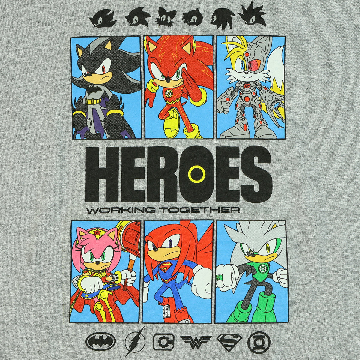 DC Comics Sonic The Hedgehog Shirt Boy's Heroes Short Sleeve Tee