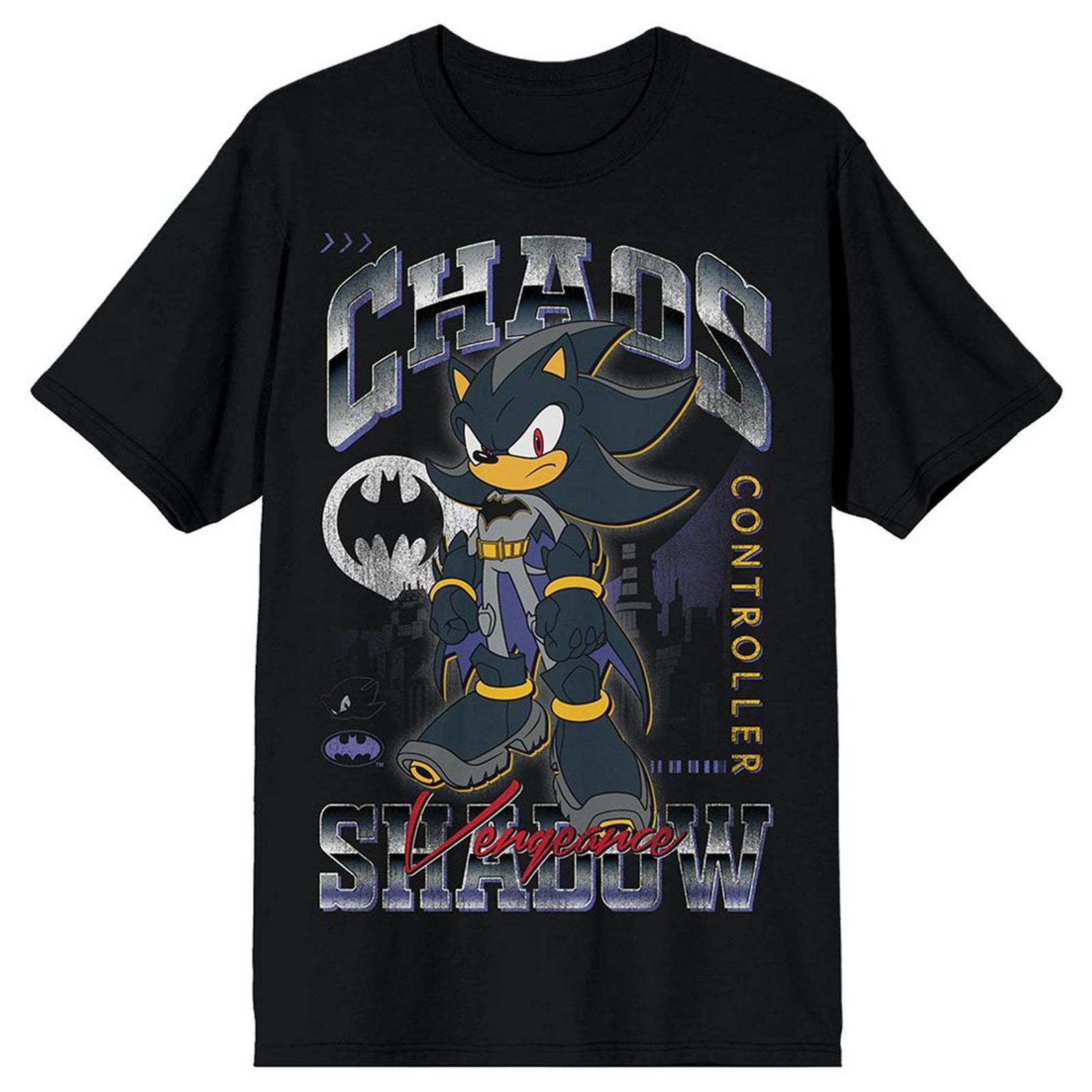 DC Comics Sonic The Hedgehog Shirt Men's Shadow Batman Short Sleeve Tee