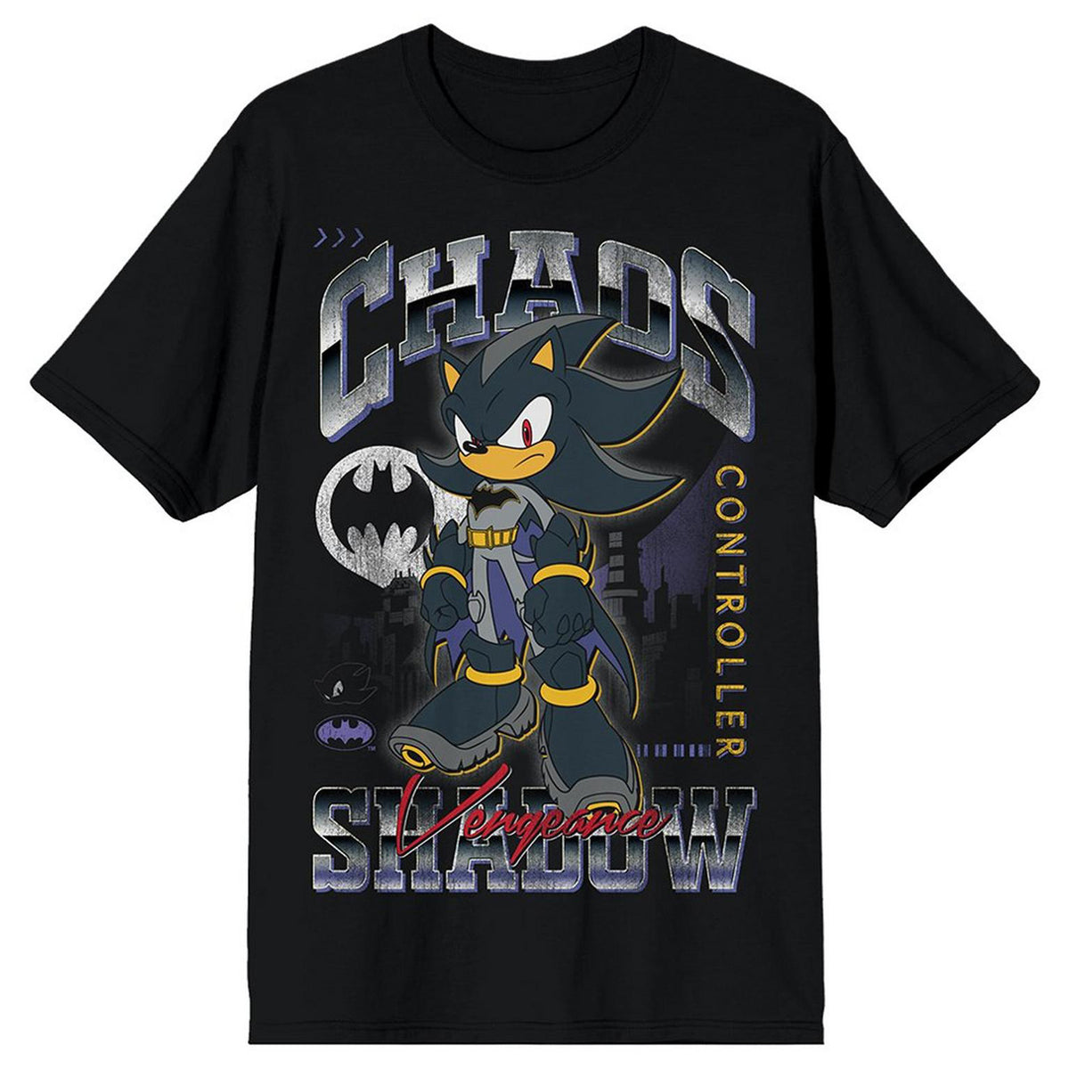 DC Comics Sonic The Hedgehog Shirt Men's Shadow Batman Short Sleeve Tee