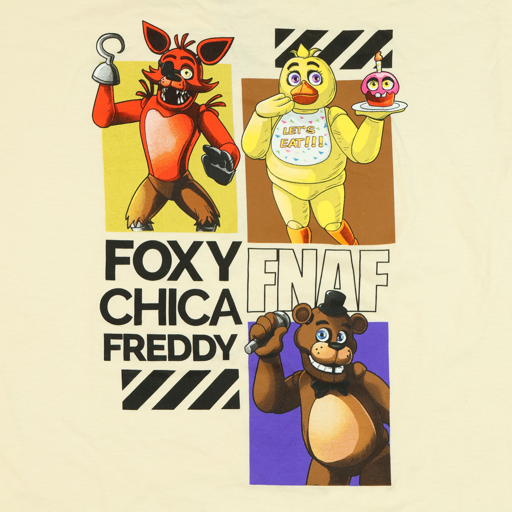 Five Nights At Freddy's Boy's Chica Foxy Freddy Short Sleeve Tee