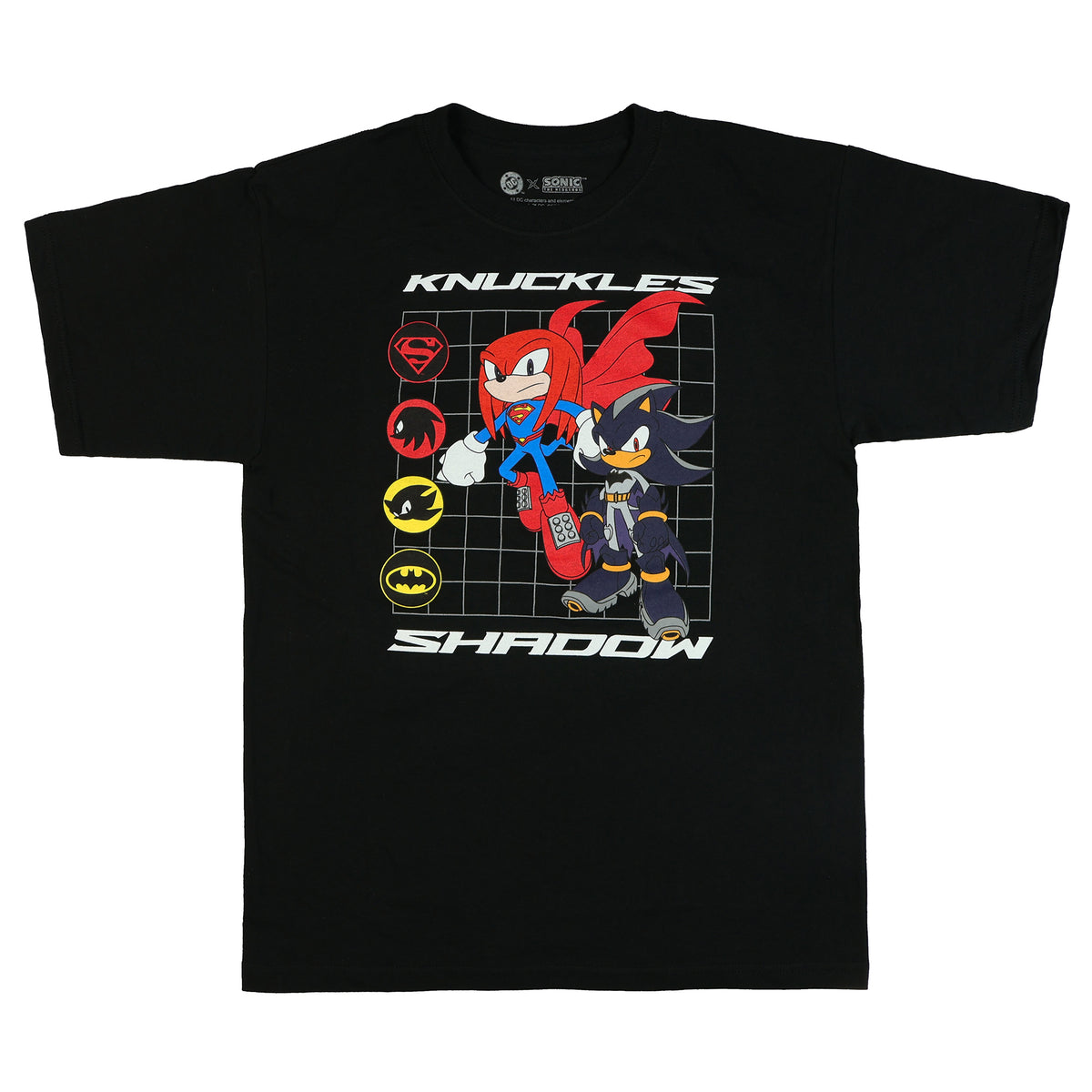 DC X Sonic The Hedgehog T-Shirt Boys' Shadow and Knuckles Grid Design Tee