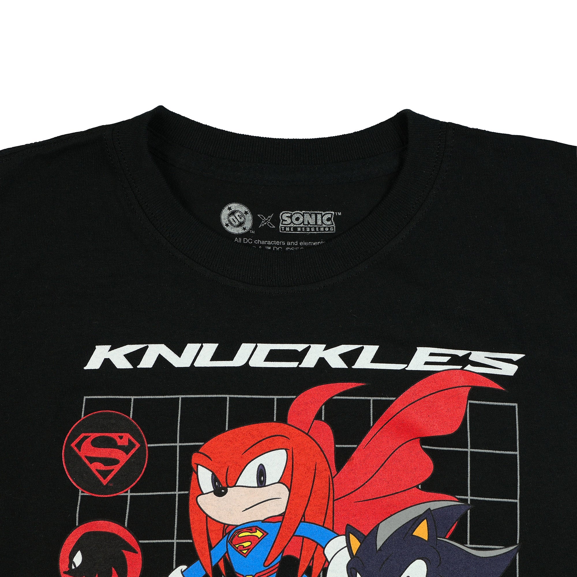 DC X Sonic The Hedgehog T-Shirt Boys' Shadow and Knuckles Grid Design Tee