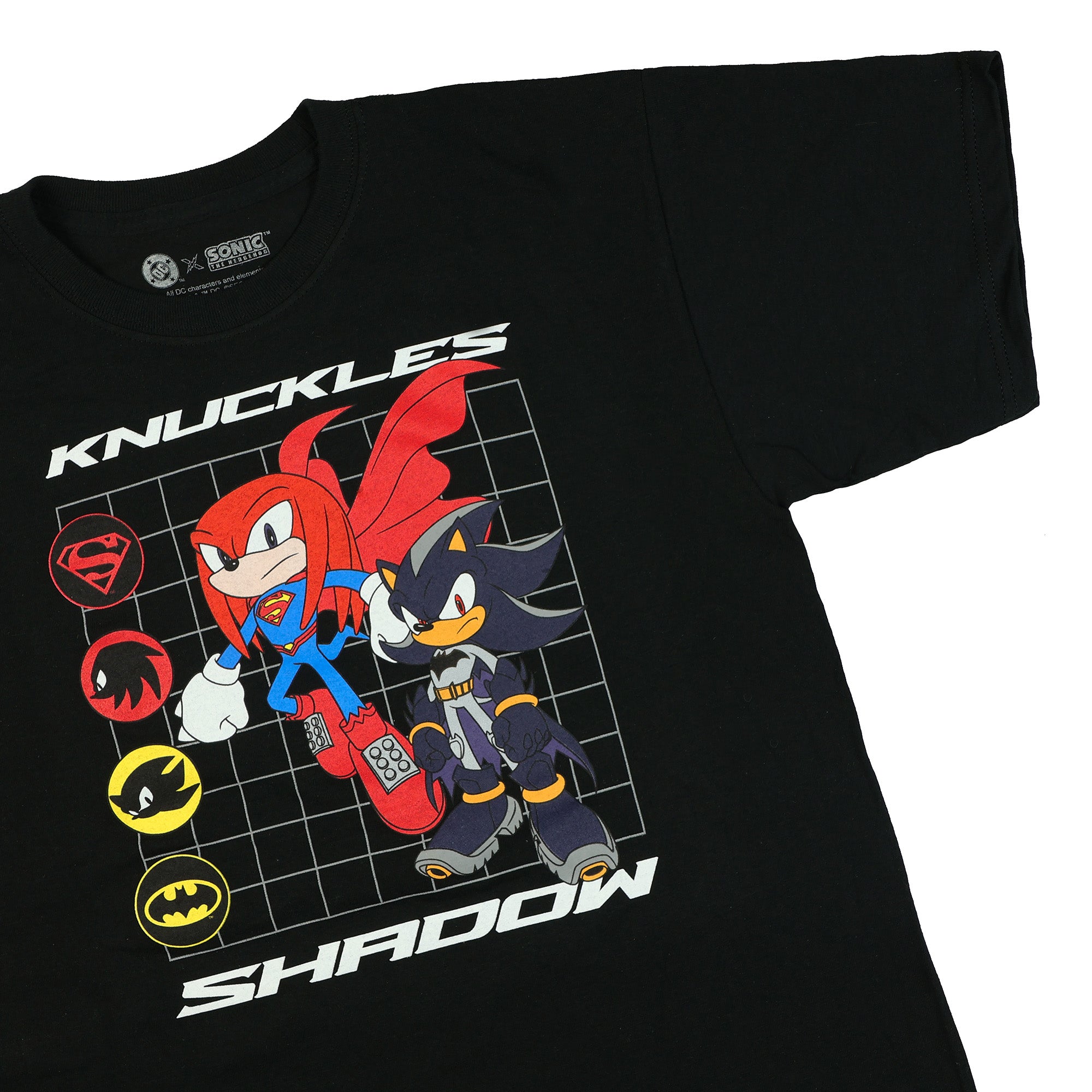 DC X Sonic The Hedgehog T-Shirt Boys' Shadow and Knuckles Grid Design Tee