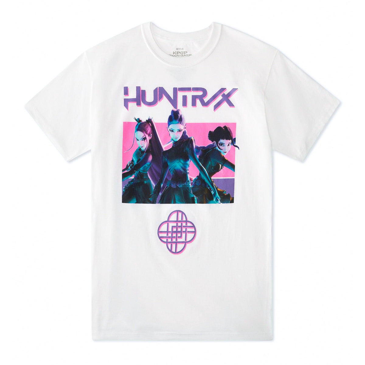K-Pop Demon Hunters T-Shirt Women's Neon Pink Huntirx Design Graphic Tee