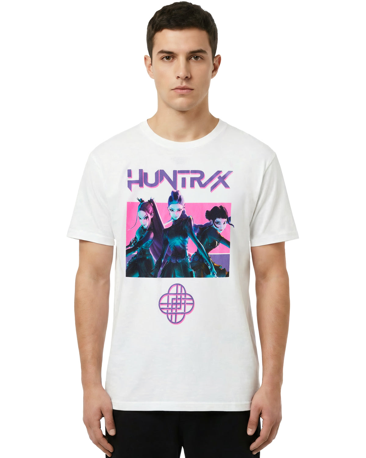 K-Pop Demon Hunters T-Shirt Women's Neon Pink Huntirx Design Graphic Tee