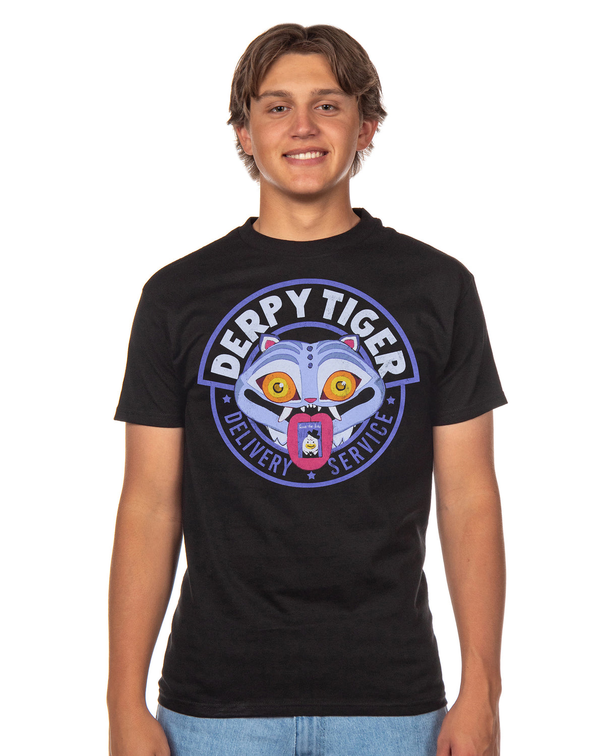 K-Pop Demon Hunters Shirt Men's Derpy Tiger Delivery Short Sleeve Tee