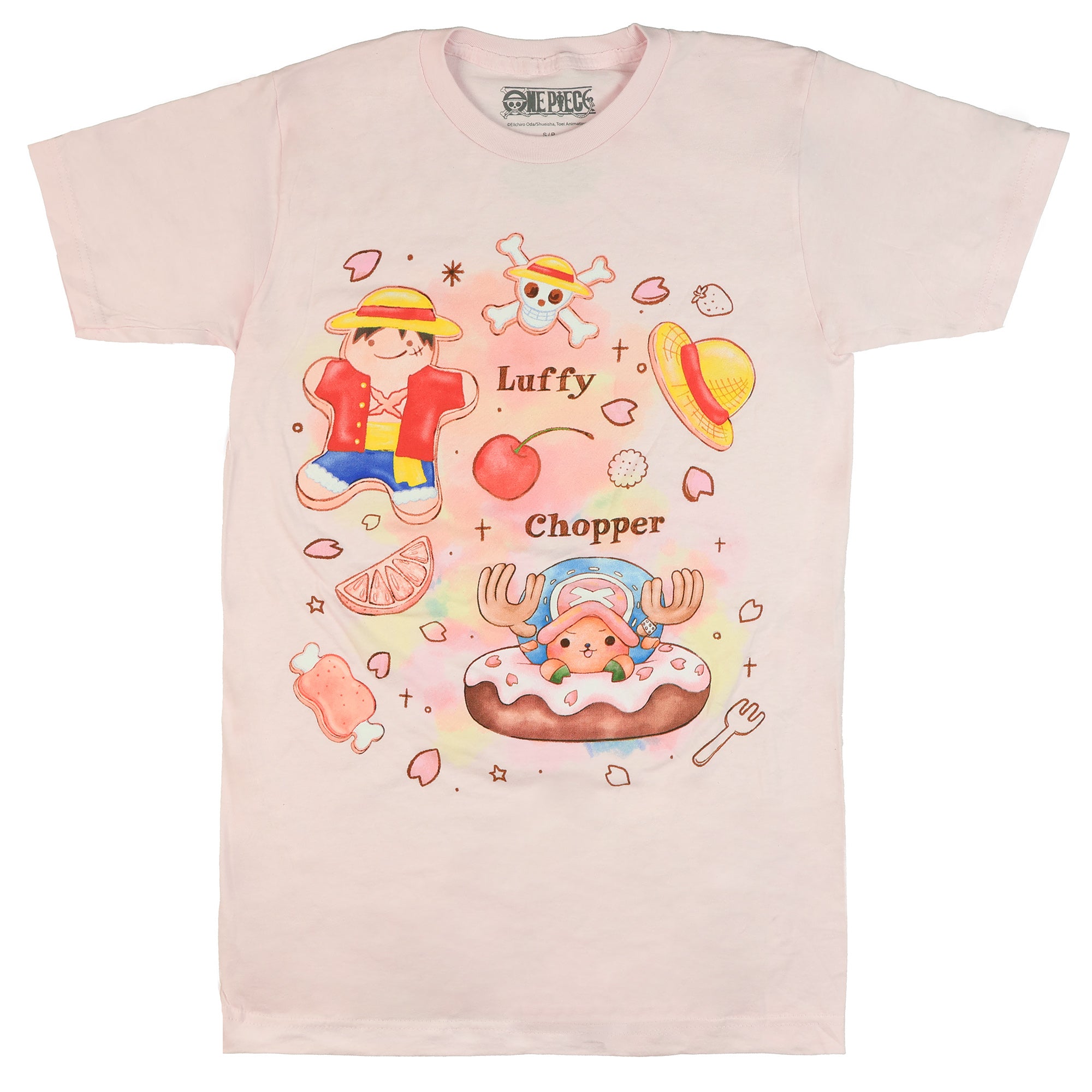 One Piece Shirt Men's Luffy and Chopper Cookies Short Sleeve Graphic Tee