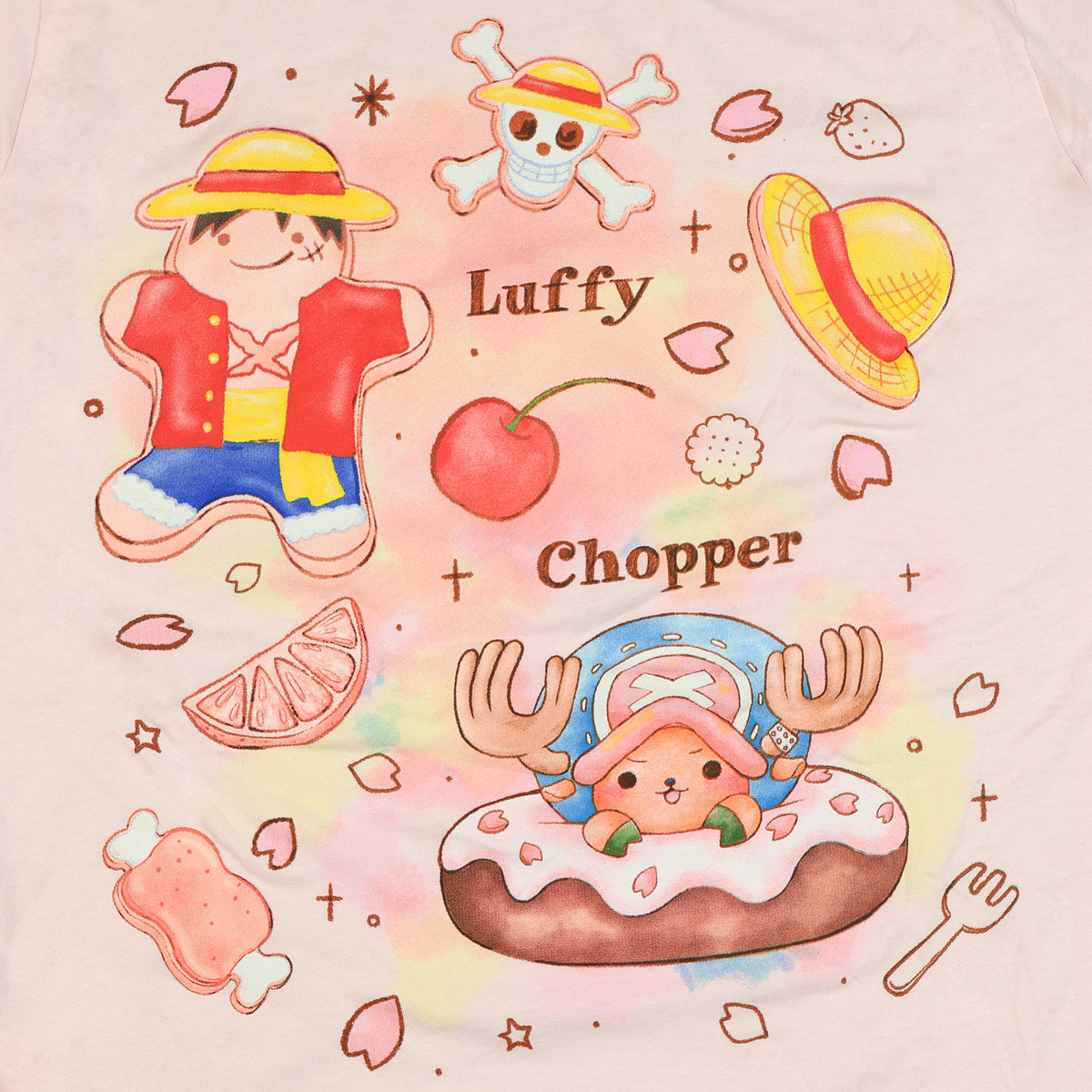 One Piece Shirt Men's Luffy and Chopper Cookies Short Sleeve Graphic Tee