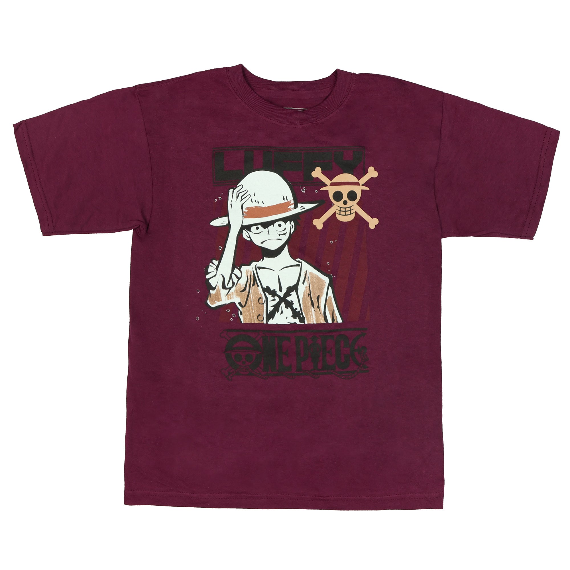 One Piece T-Shirt Boy's Luffy Character Sketch Short Sleeve Graphic Top