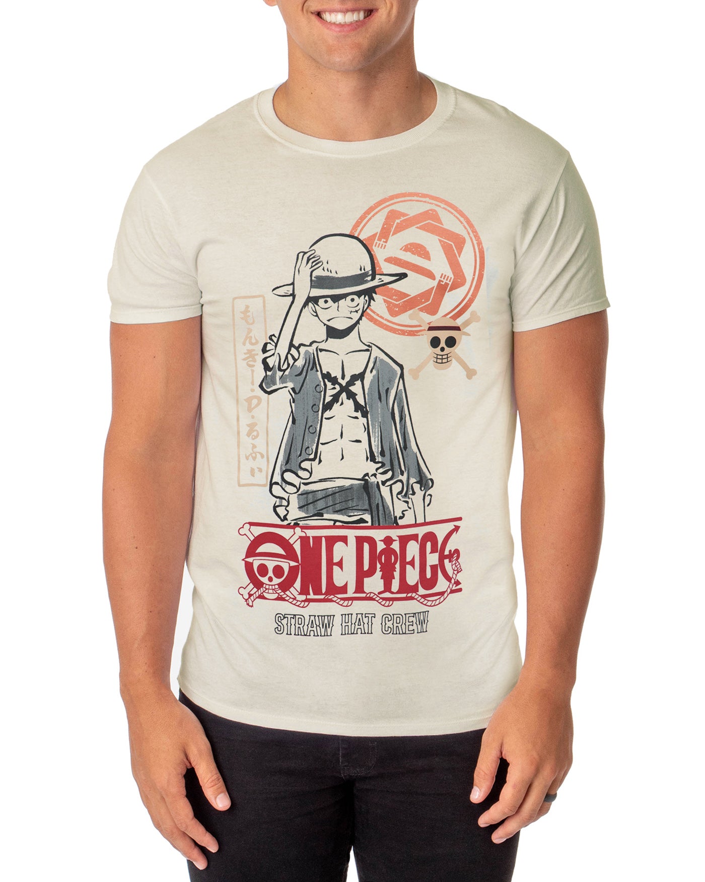 One Piece Shirt Men's Luffy Straw Hat Crew Short Sleeve Graphic Tee
