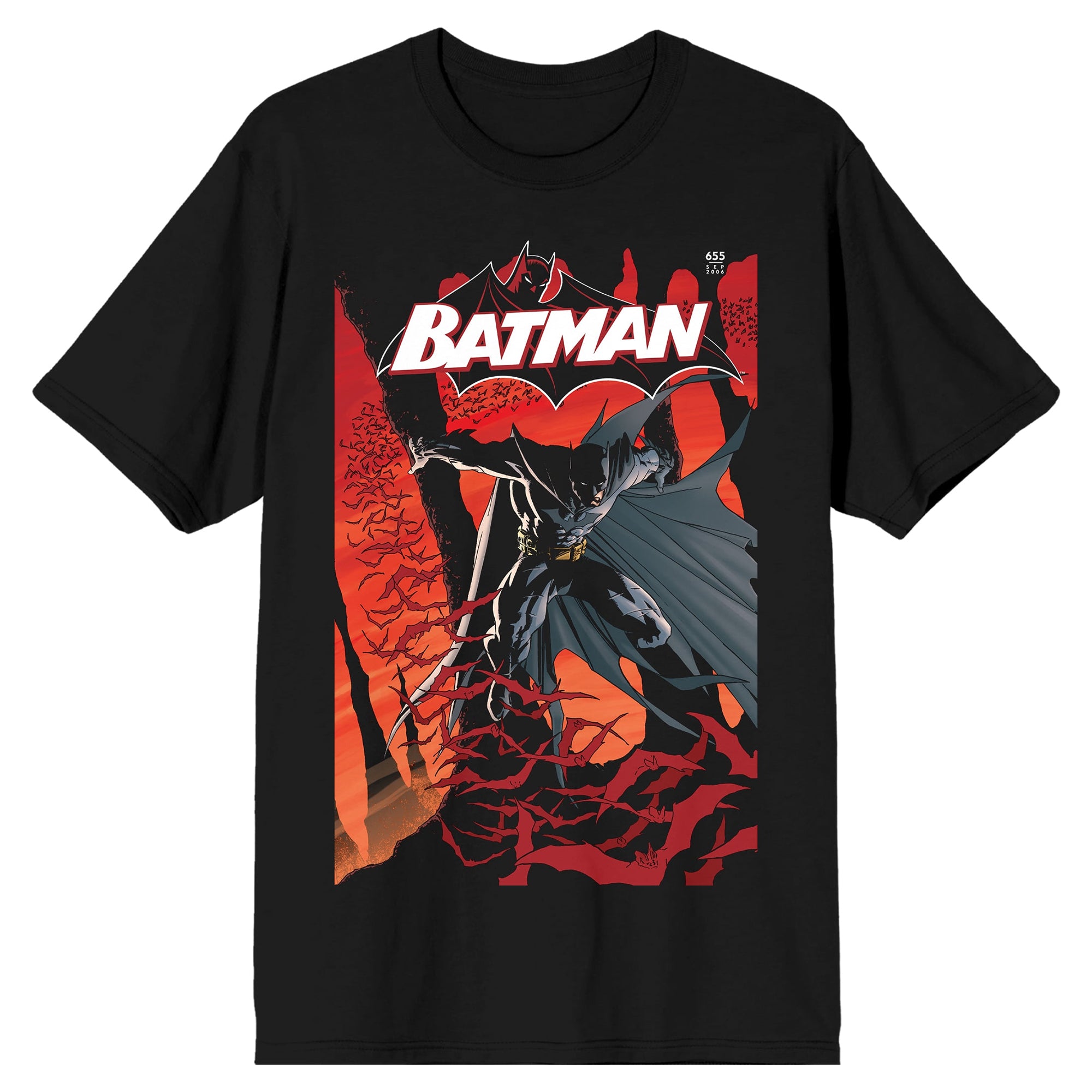 DC Comics Batman T-Shirt Men's Swarming Bats Short Sleeve Tee