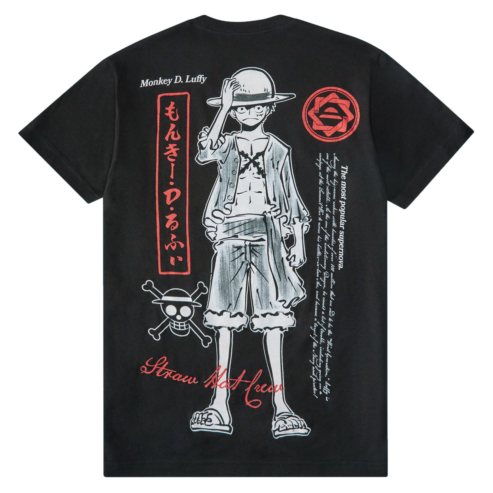 One Piece Shirt Men's Luffy Front and Back Print Short Sleeve Tee