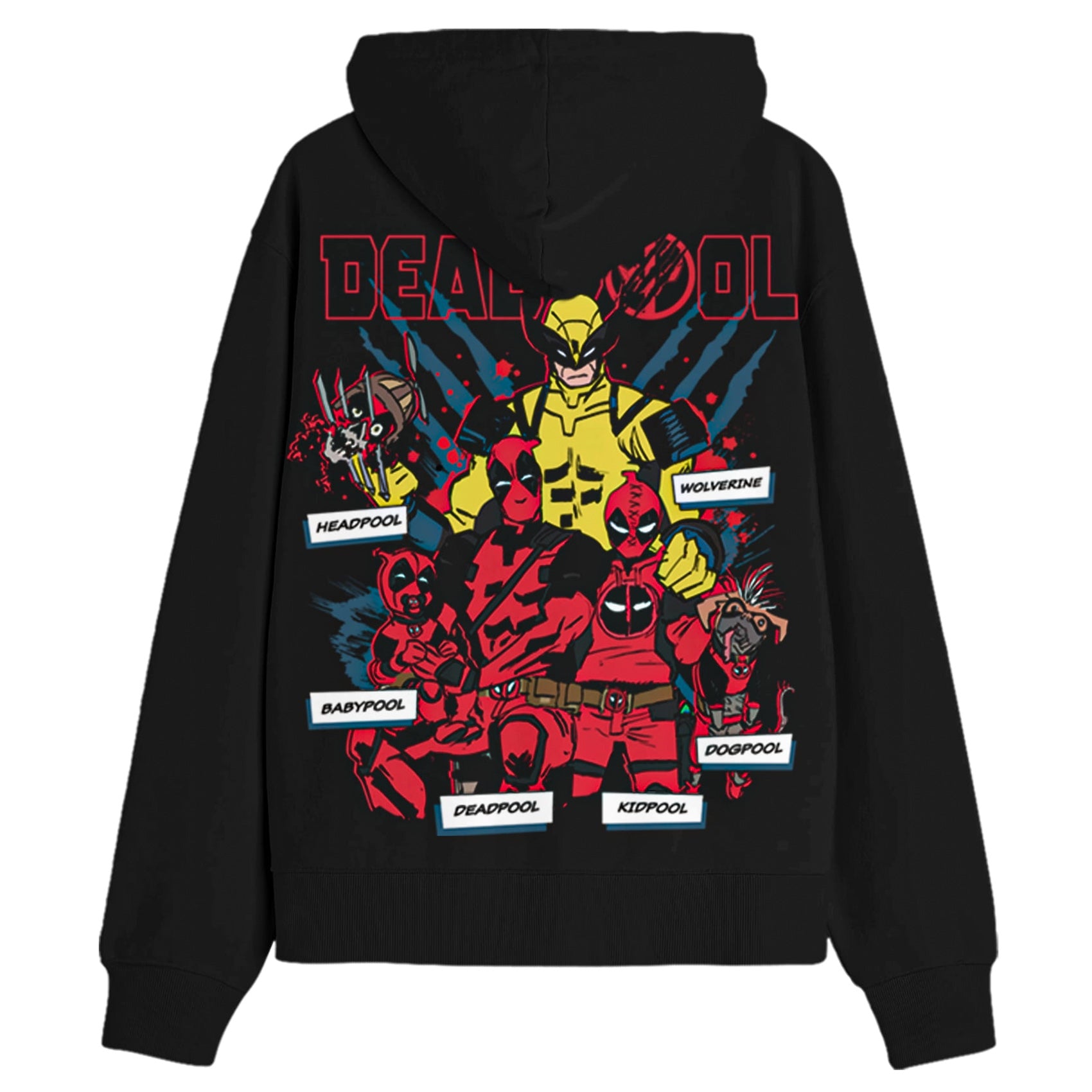 Marvel Comics Deadpool and Wolverine Hoodie Men's Front Back Print Pull Over