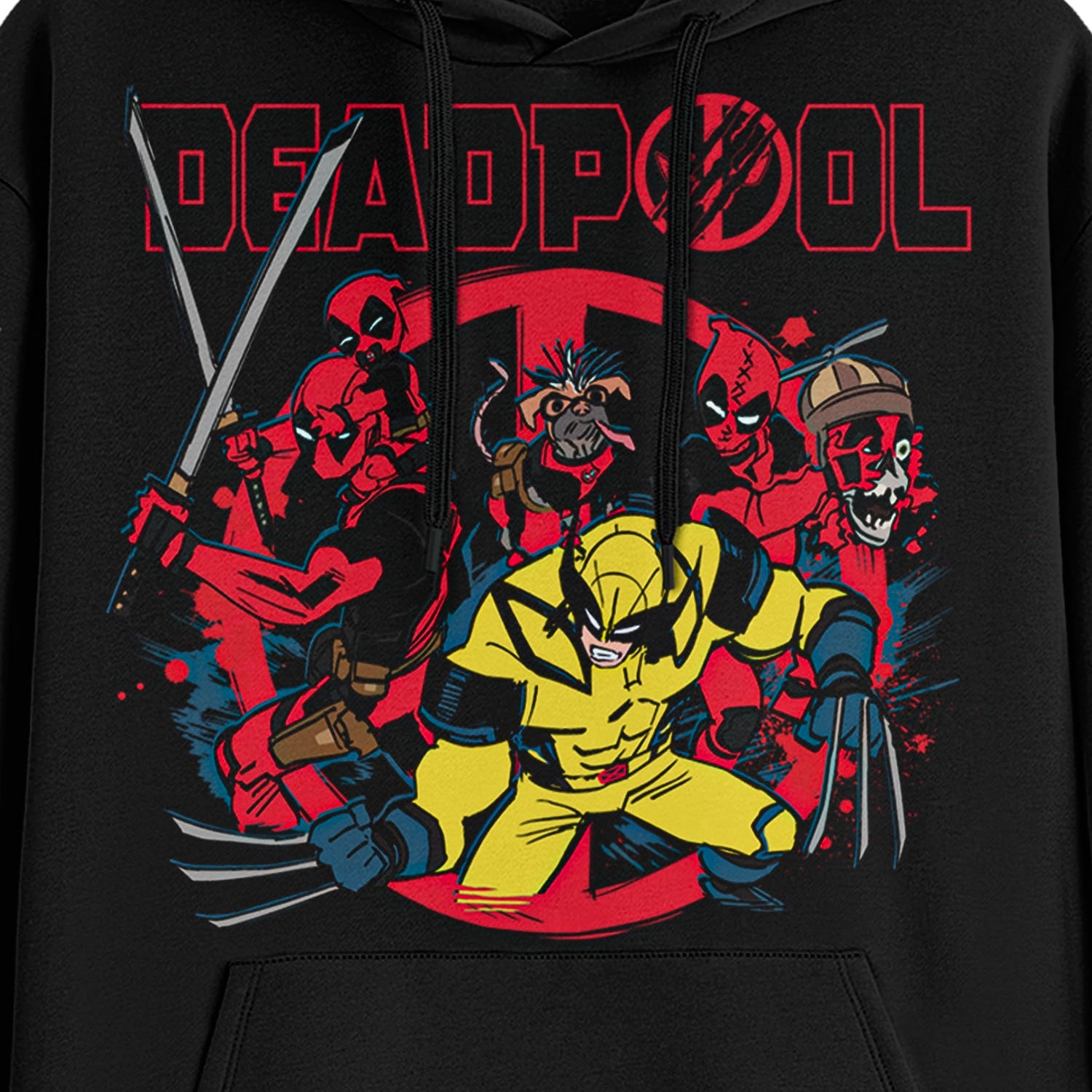 Marvel Comics Deadpool and Wolverine Hoodie Men's Front Back Print Pull Over