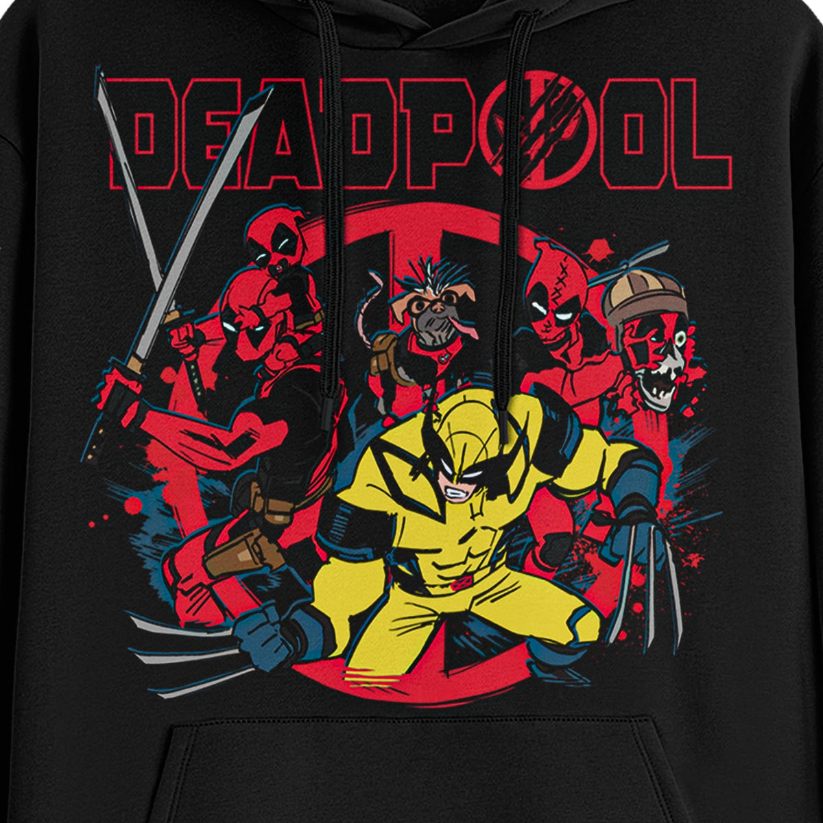 Marvel Comics Deadpool and Wolverine Hoodie Men's Front Back Print Pull Over