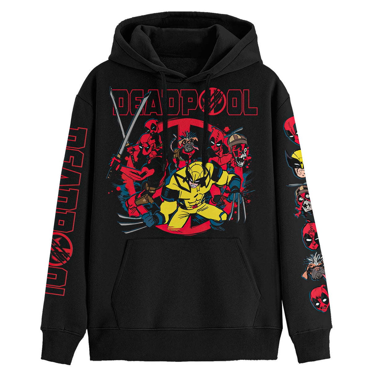 Marvel Comics Deadpool and Wolverine Hoodie Men's Front Back Print Pull Over