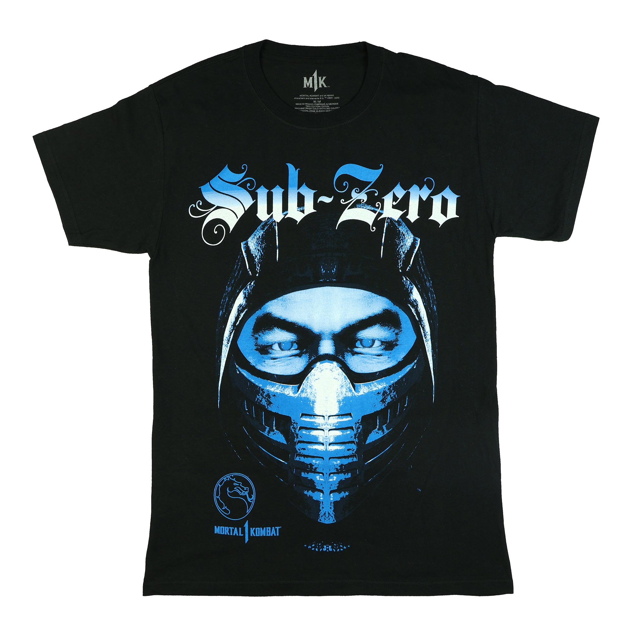 Mortal Kombat T-Shirt Men's Sub-Zero Front and Back Print Short Sleeve Top