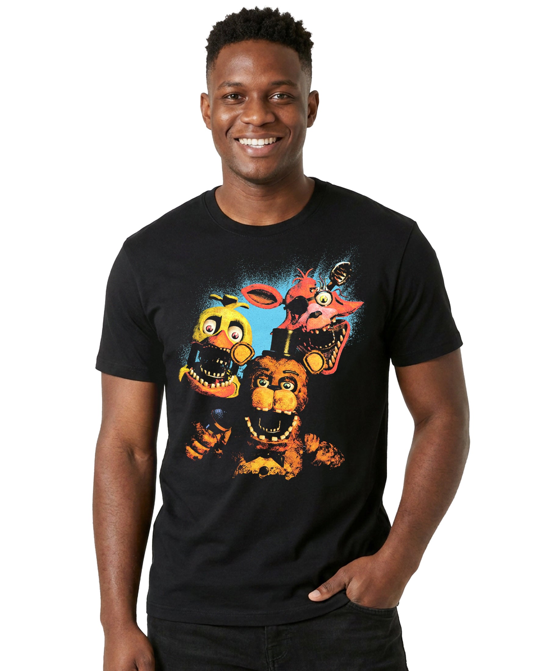 Five Nights at Freddy's T-Shirt Men's Animatronics Scene Short Sleeve Tee