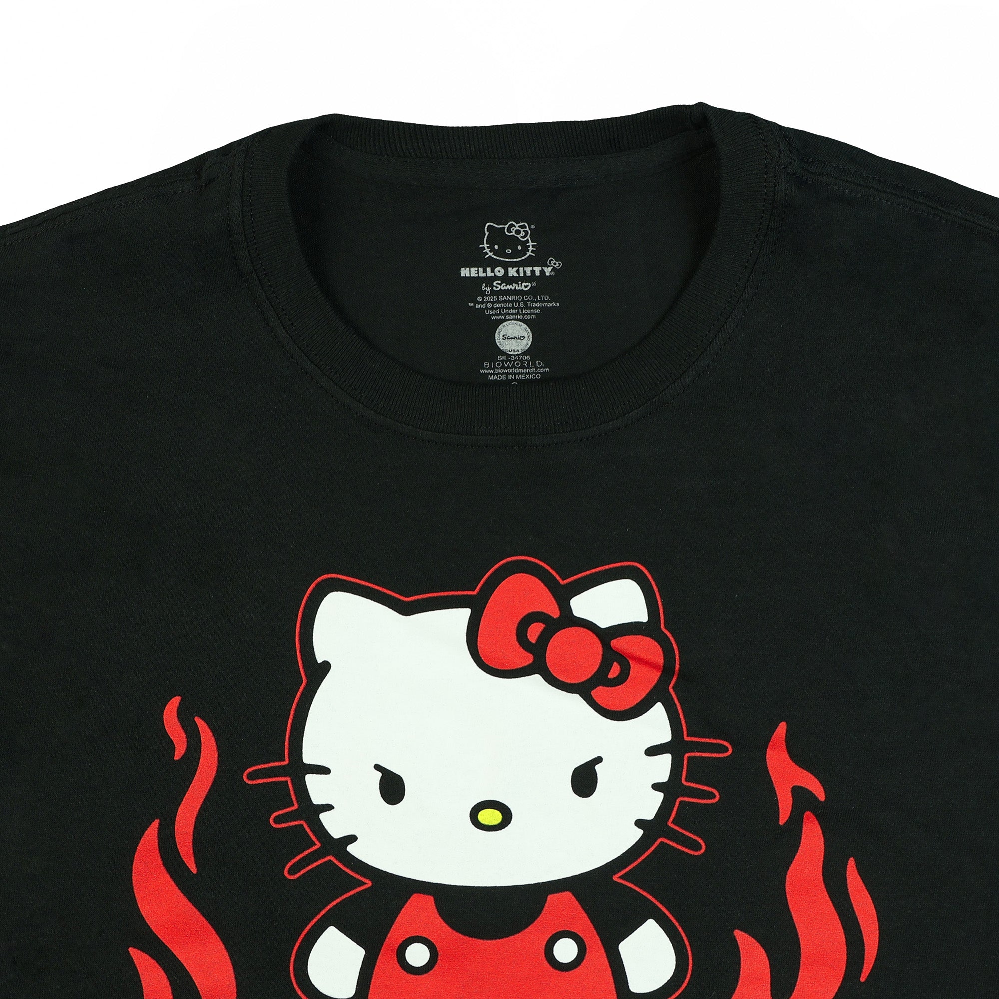 Sanrio Hello Kitty Women's Angry Kitty with Flames Short Sleeve T-Shirt