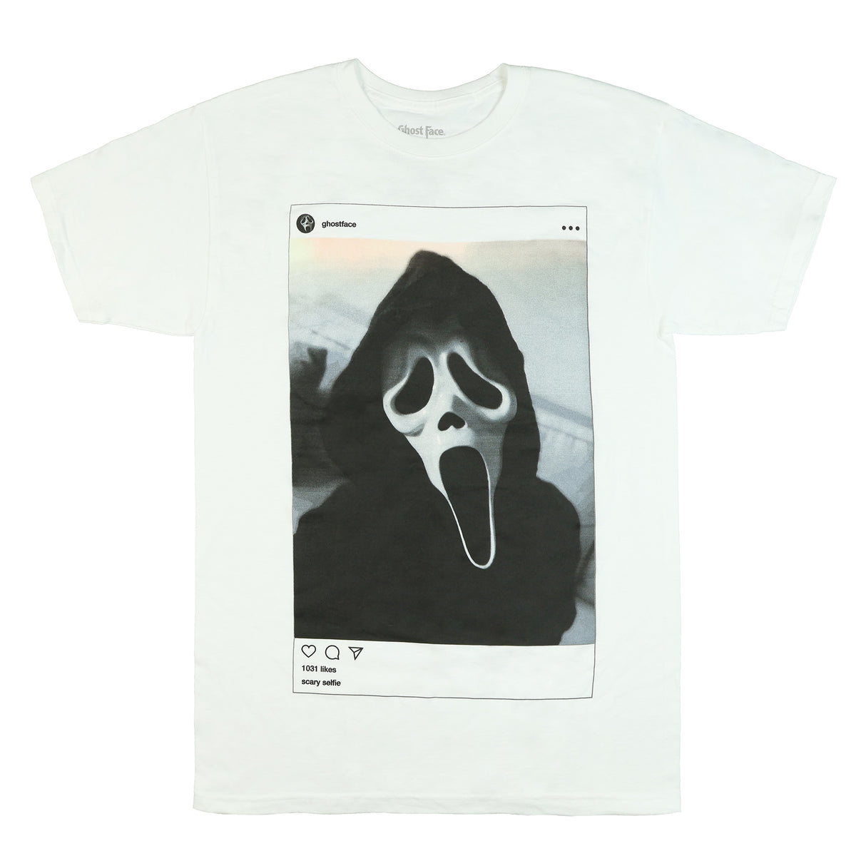 Ghost Face T-Shirt Men's Scary Selfie Short Sleeve Graphic Tee