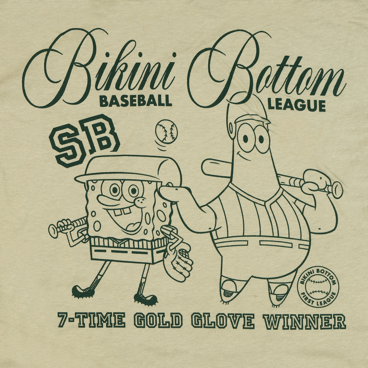 SpongeBob Squarepants T-Shirt Men's Bikini Bottom Baseball League Tee