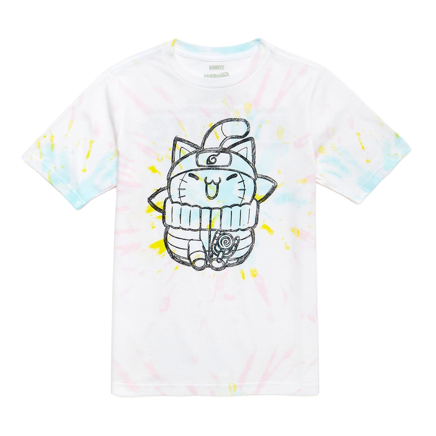 Naruto Nyaruto T-Shirt Boys' Naruto Uzumaki Ninja Cat Design Tie-Dye Tee