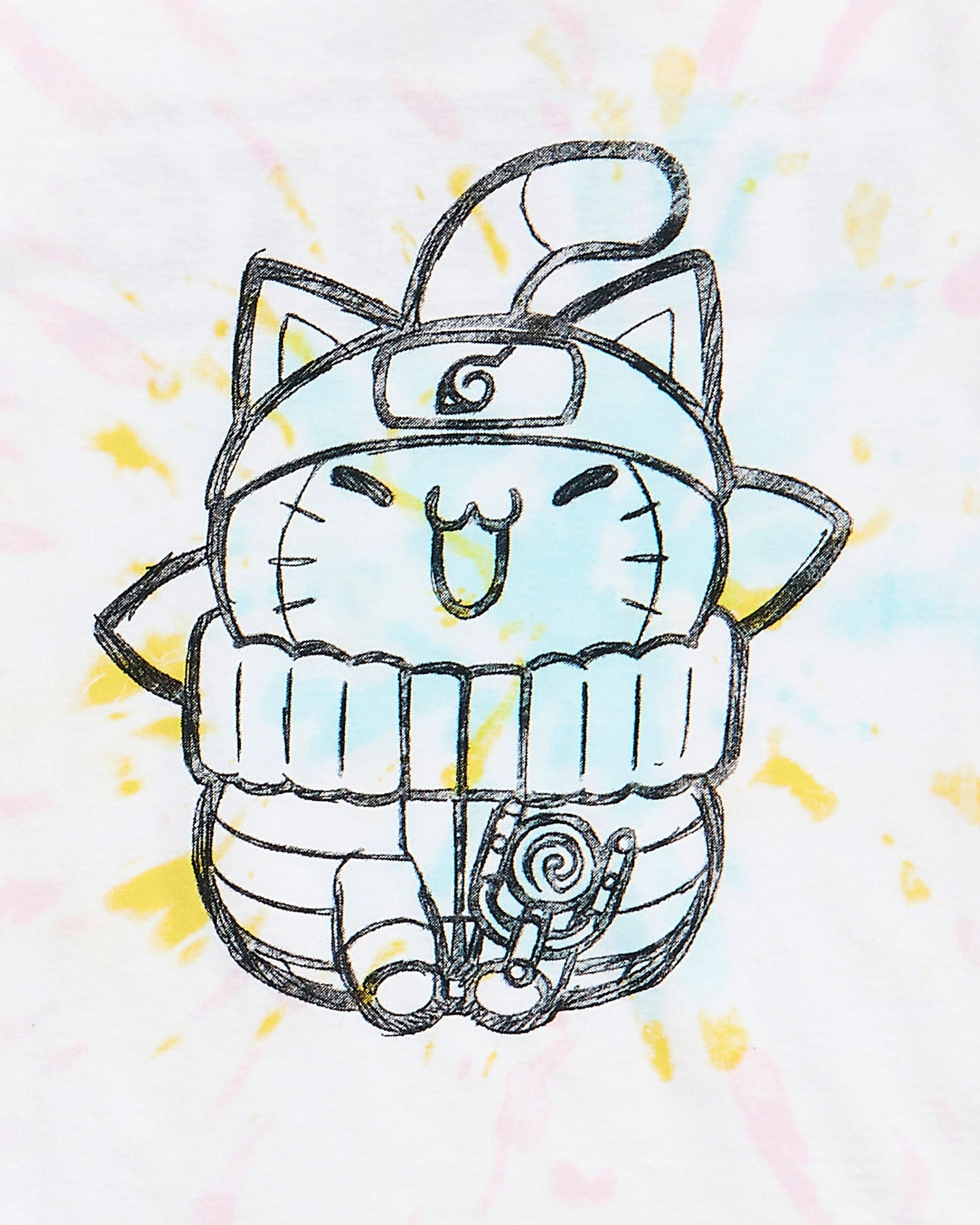 Naruto Nyaruto T-Shirt Boys' Naruto Uzumaki Ninja Cat Design Tie-Dye Tee