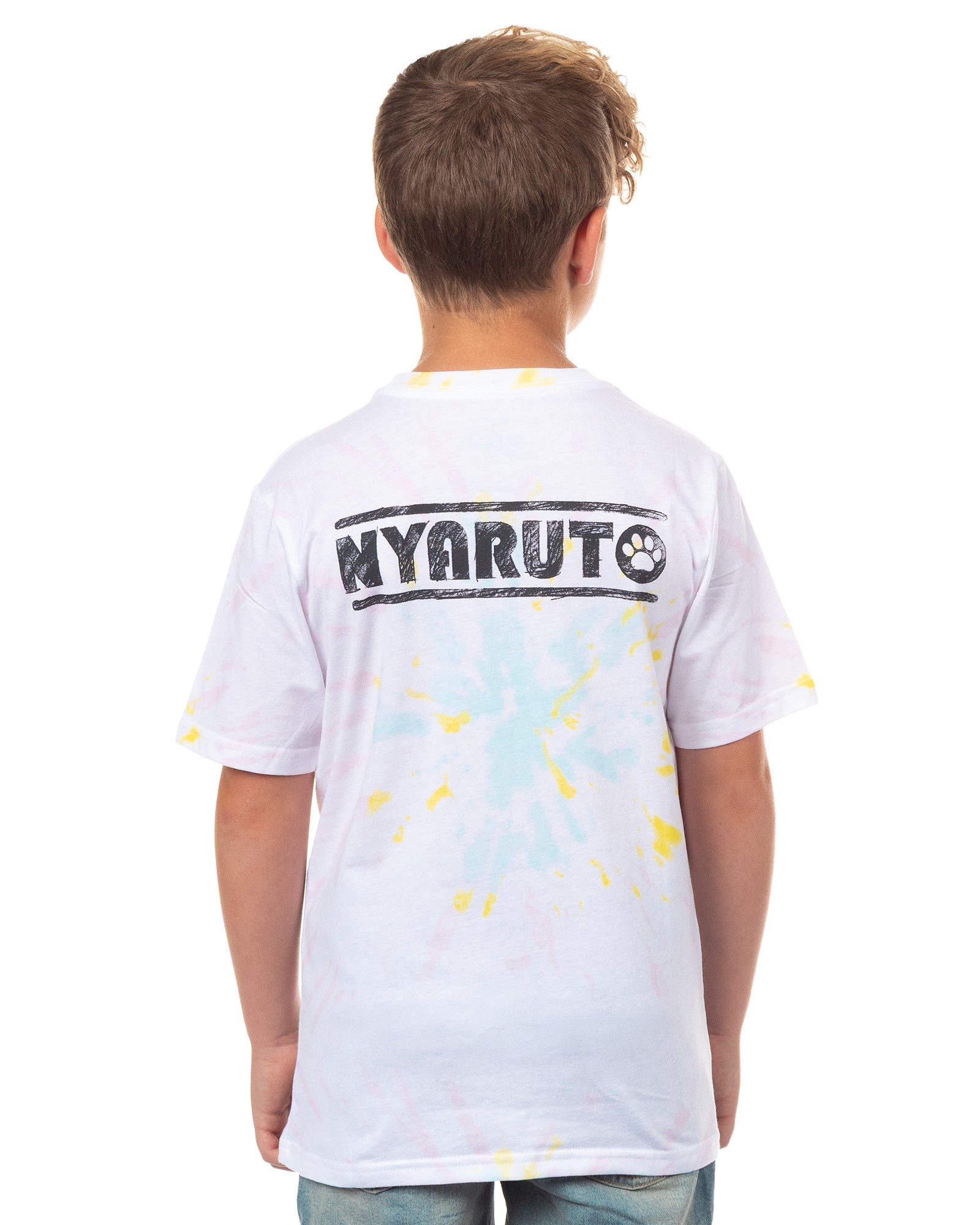 Naruto Nyaruto T-Shirt Boys' Naruto Uzumaki Ninja Cat Design Tie-Dye Tee