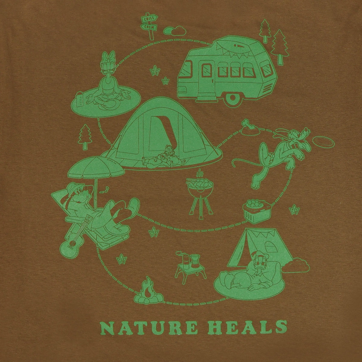 Disney Mickey Mouse T-Shirt Men's Nature Heals Outdoors Themed Tee