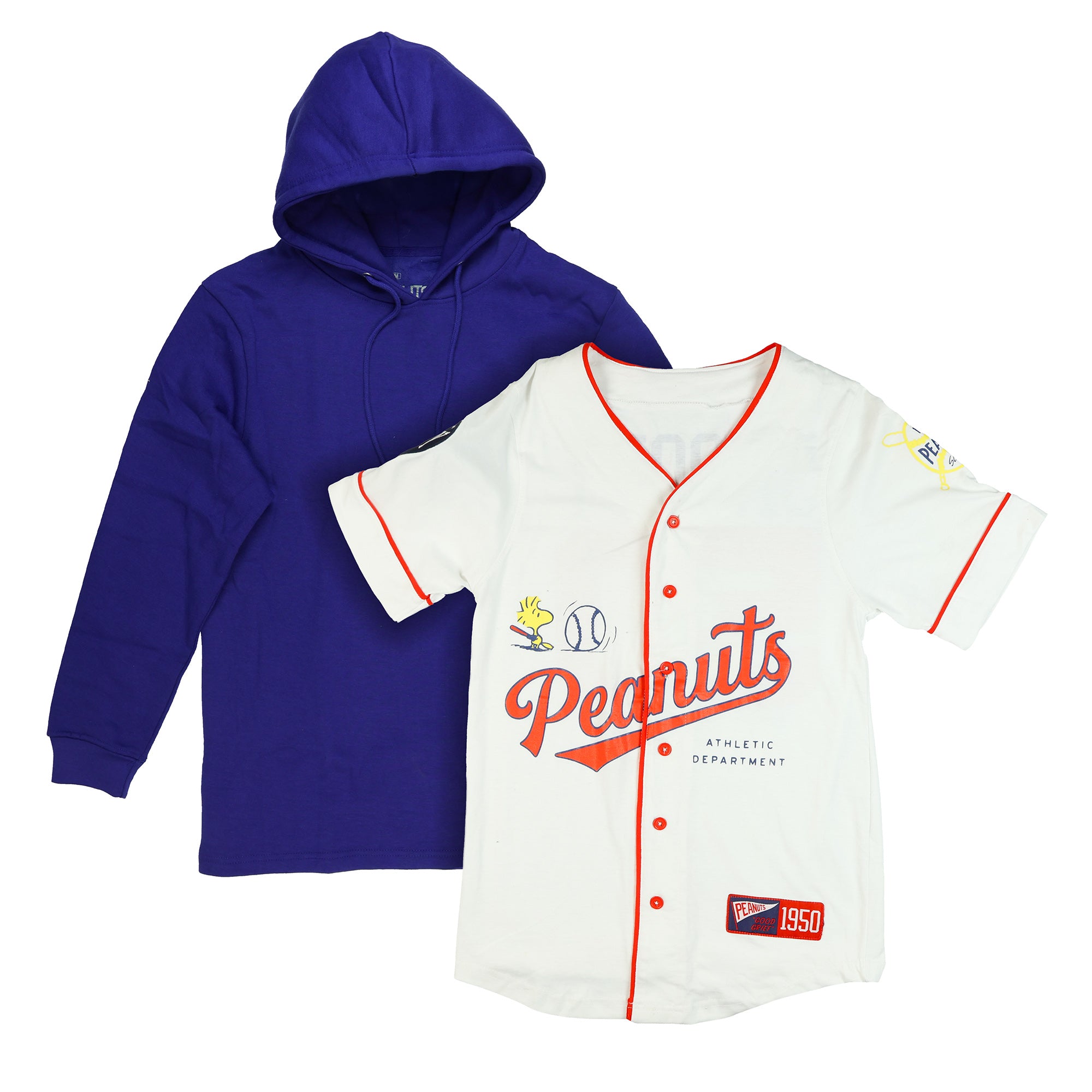 Peanuts Sweatshirt Men's Snoopy and Woodstock #50 Baseball Jersey Hoodie