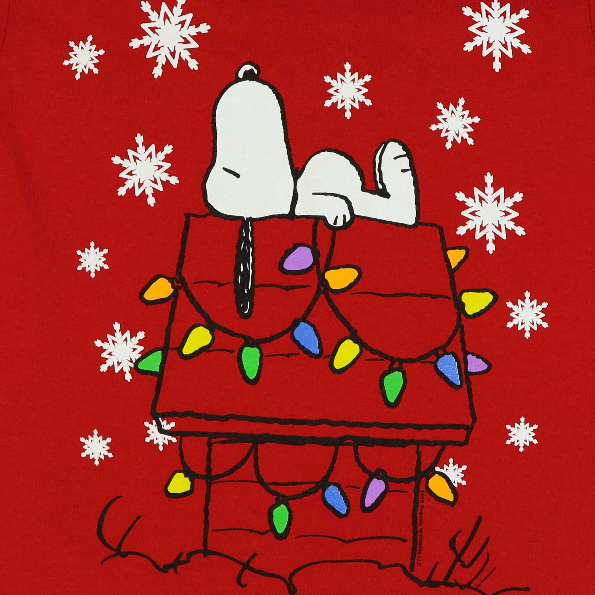 Peanuts Shirt Men's Snoopy Christmas Snowflakes Short Sleeve Tee