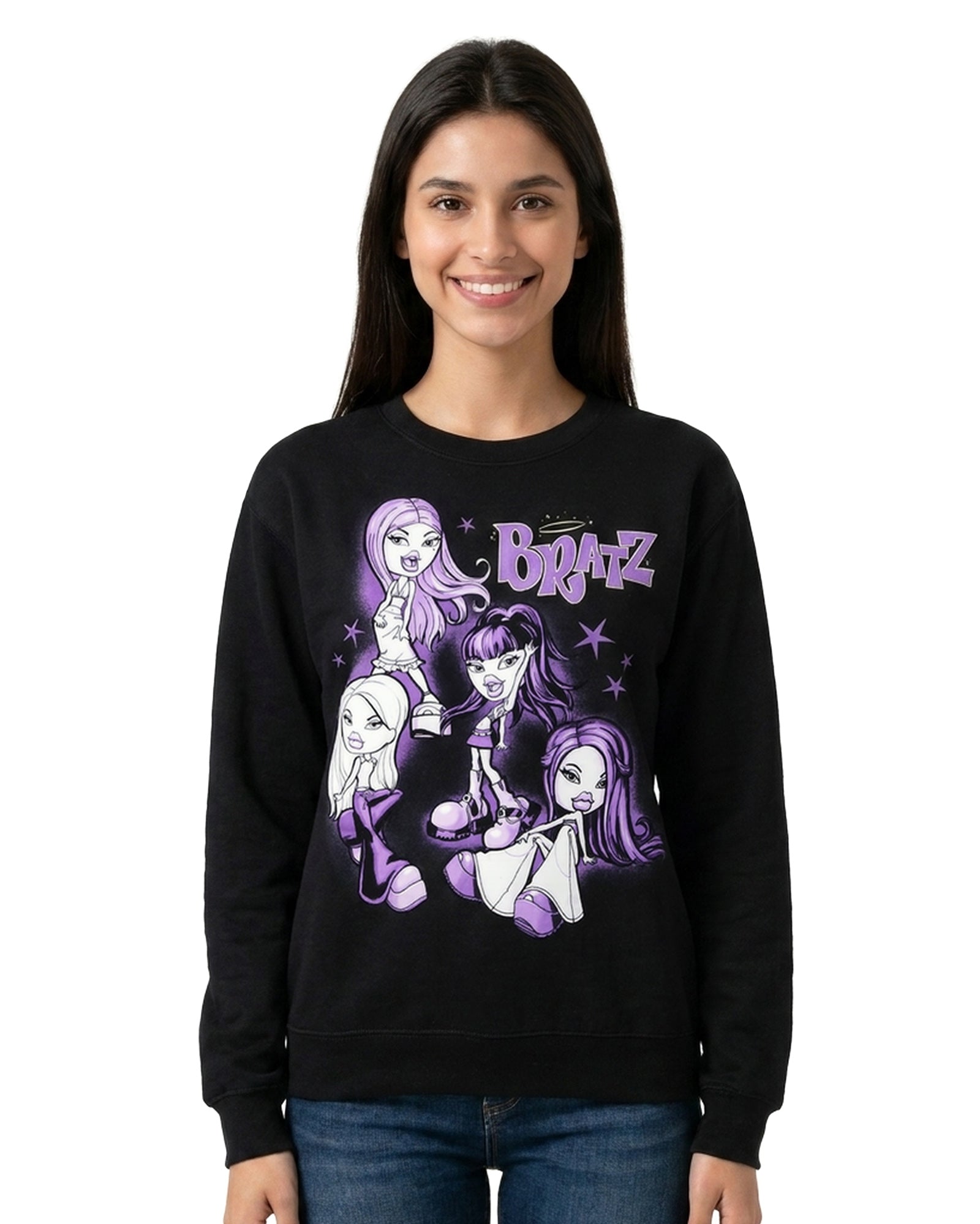 Bratz Sweatshirt Women's Purple Hue Fashion Pullover Crewneck
