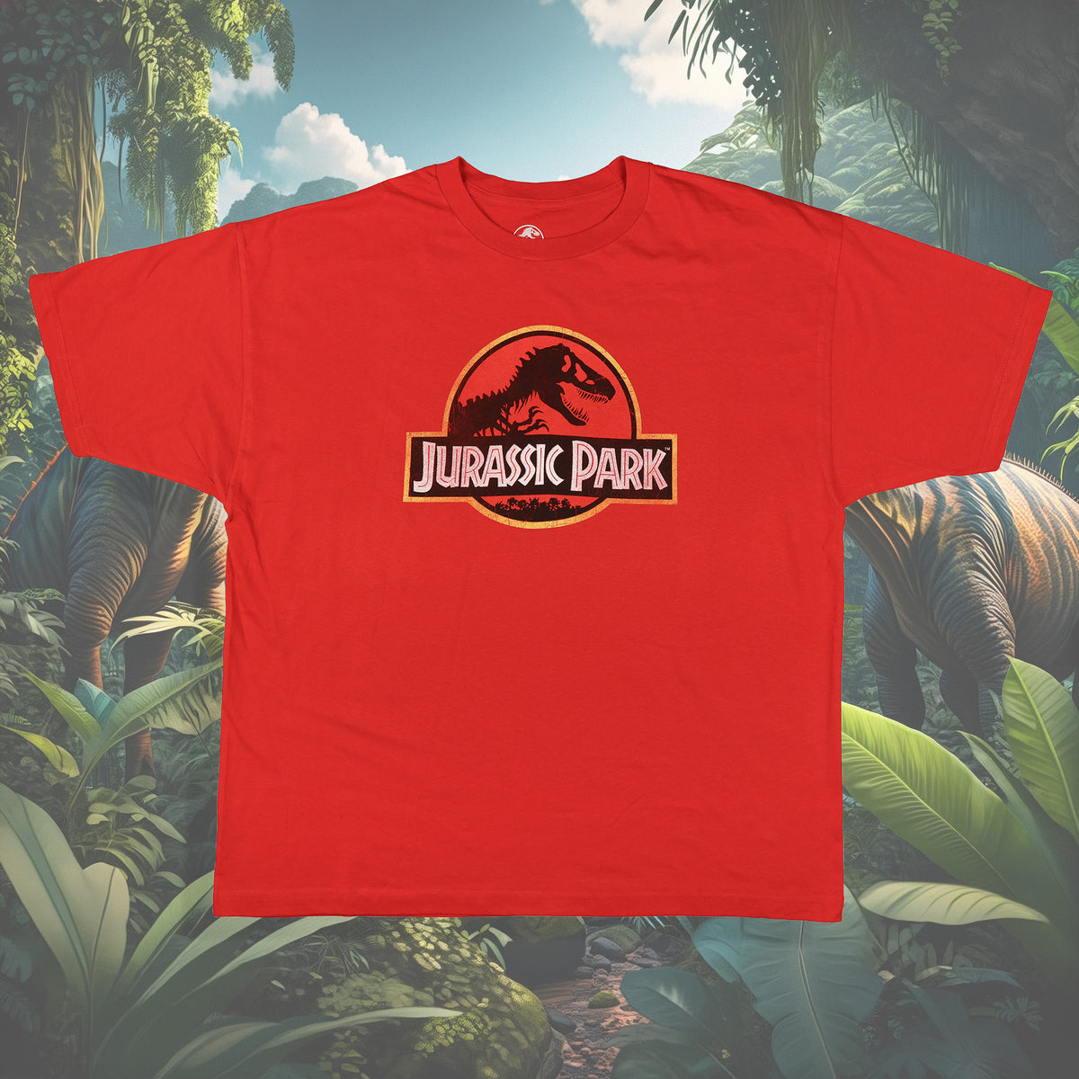 Jurassic Park T-Shirt Men's Dinosaur Silhouette Logo Design Tee