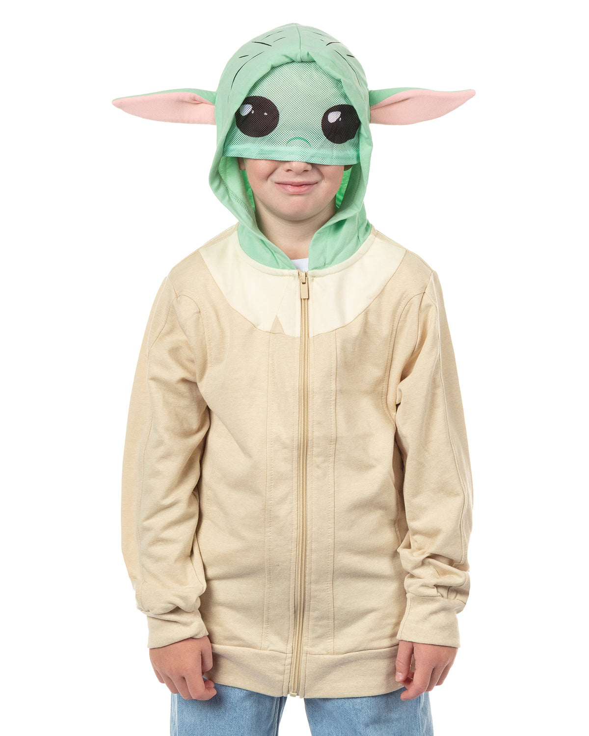 Disney Star Wars Hoodie Boys' Grogu Zip Up Hooded Sweatshirt