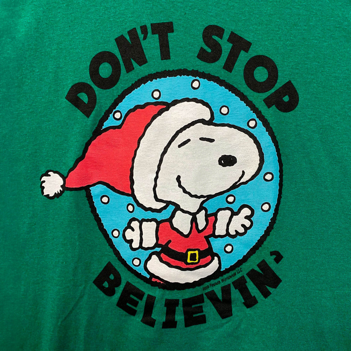 Peanuts Snoopy T-Shirt Men's Don't Stop Believin' Santa Tee