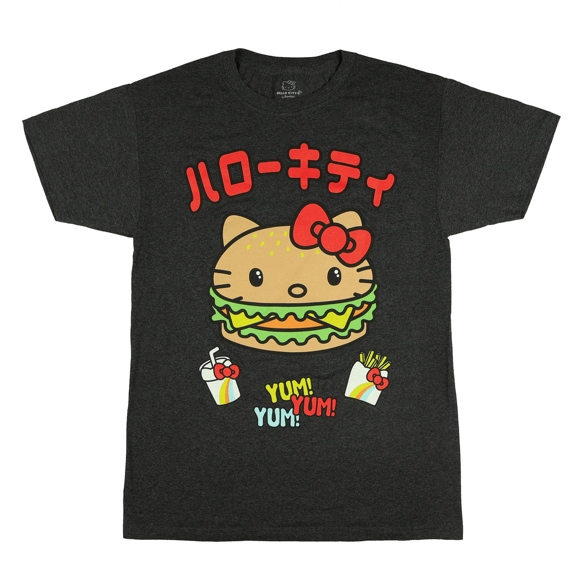 Hello Kitty Shirt Men's Cheeseburger Yum Yum Yum Short Sleeve Tee