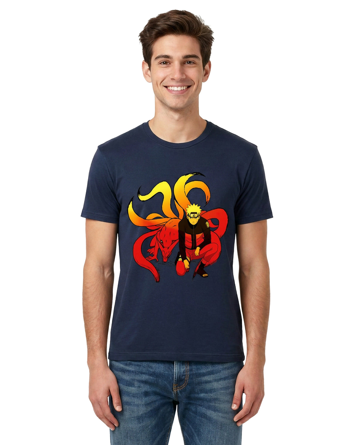 Naruto Shirt Men's Kurama Nine Tails Fox Short Sleeve Top