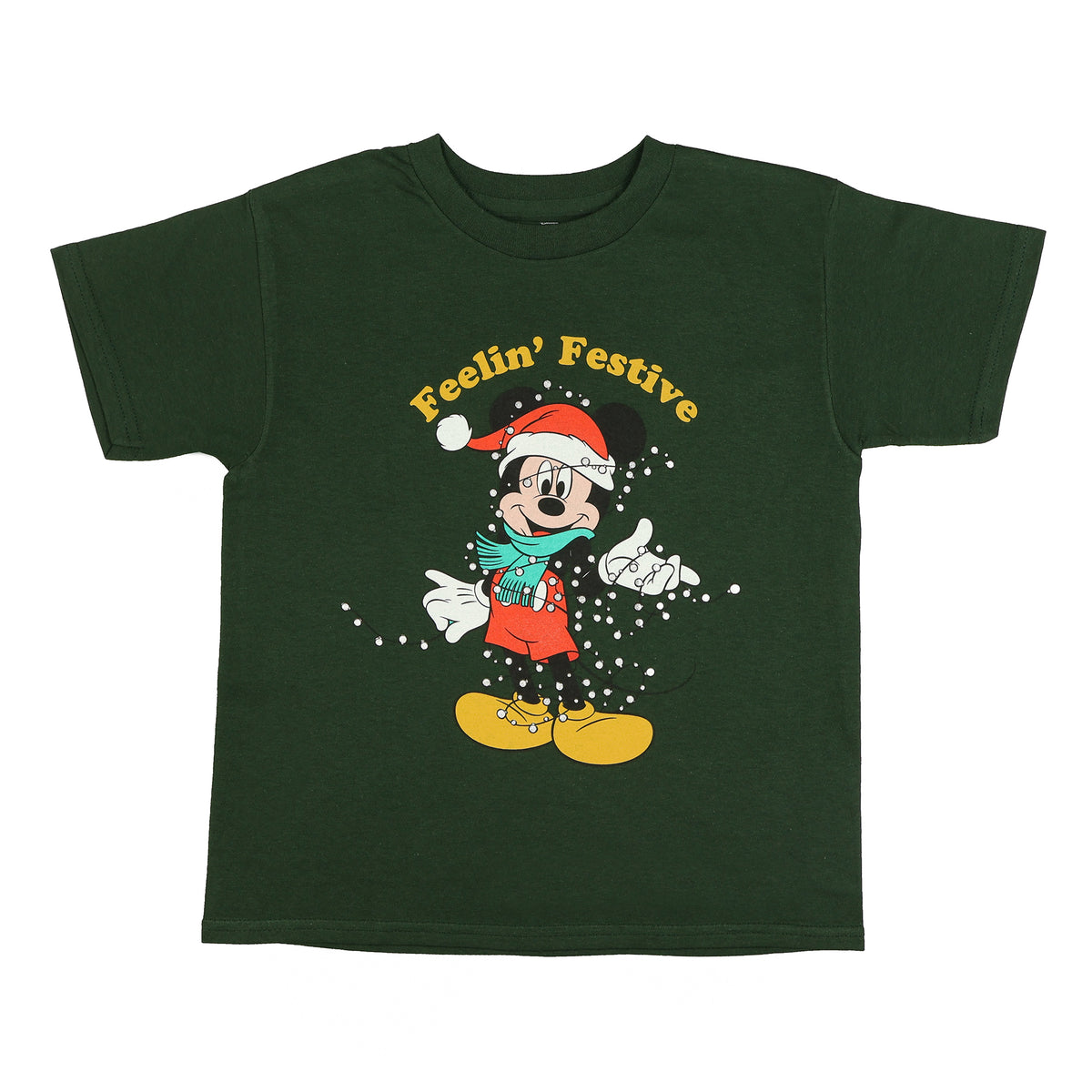 Disney Mickey Mouse Shirt Girl's Feelin' Festive Short Sleeve Tee