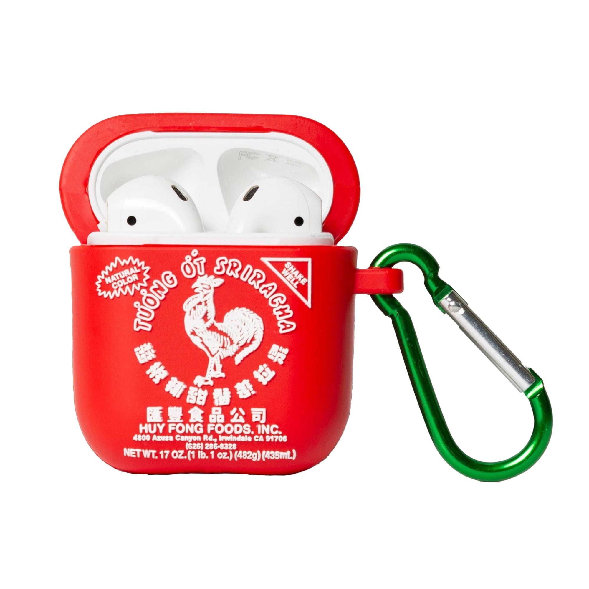 Sriracha Hot Chili Sauce AirPod Case Gen 1 and 2 With Carabiner Clip