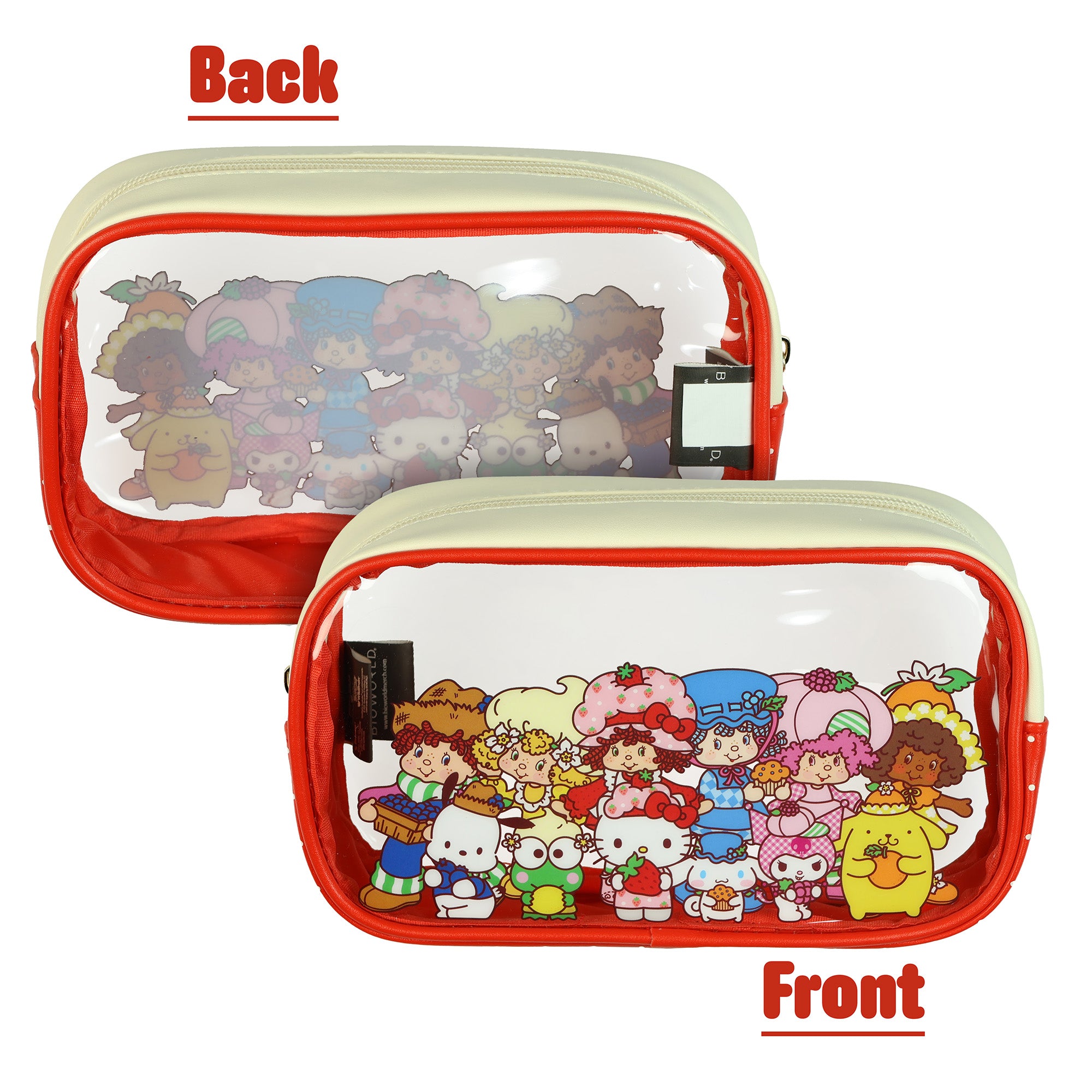 Sanrio Hello Kitty And Friends Strawberry Shortcake 3 Piece Cosmetic Bag Set 9"