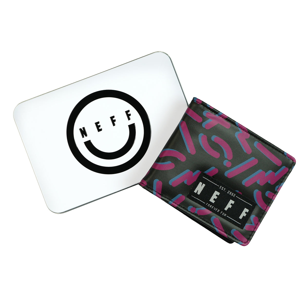 NEFF Bi-Fold Wallet Block Letter Allover Design Tin Box Gift Set